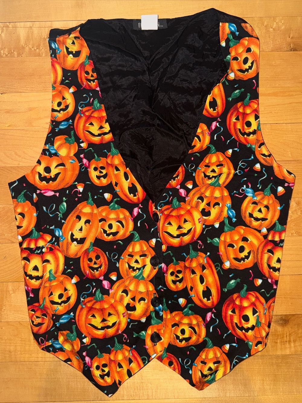 Vintage 90’s 111 Main Halloween vest pumpkins JOL Jack-o’-Lantern medium
